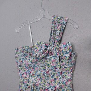J Crew‎ Liberty Fabric Dress 2 Floral Claire-Aude One Shoulder Bow Sheath Garden